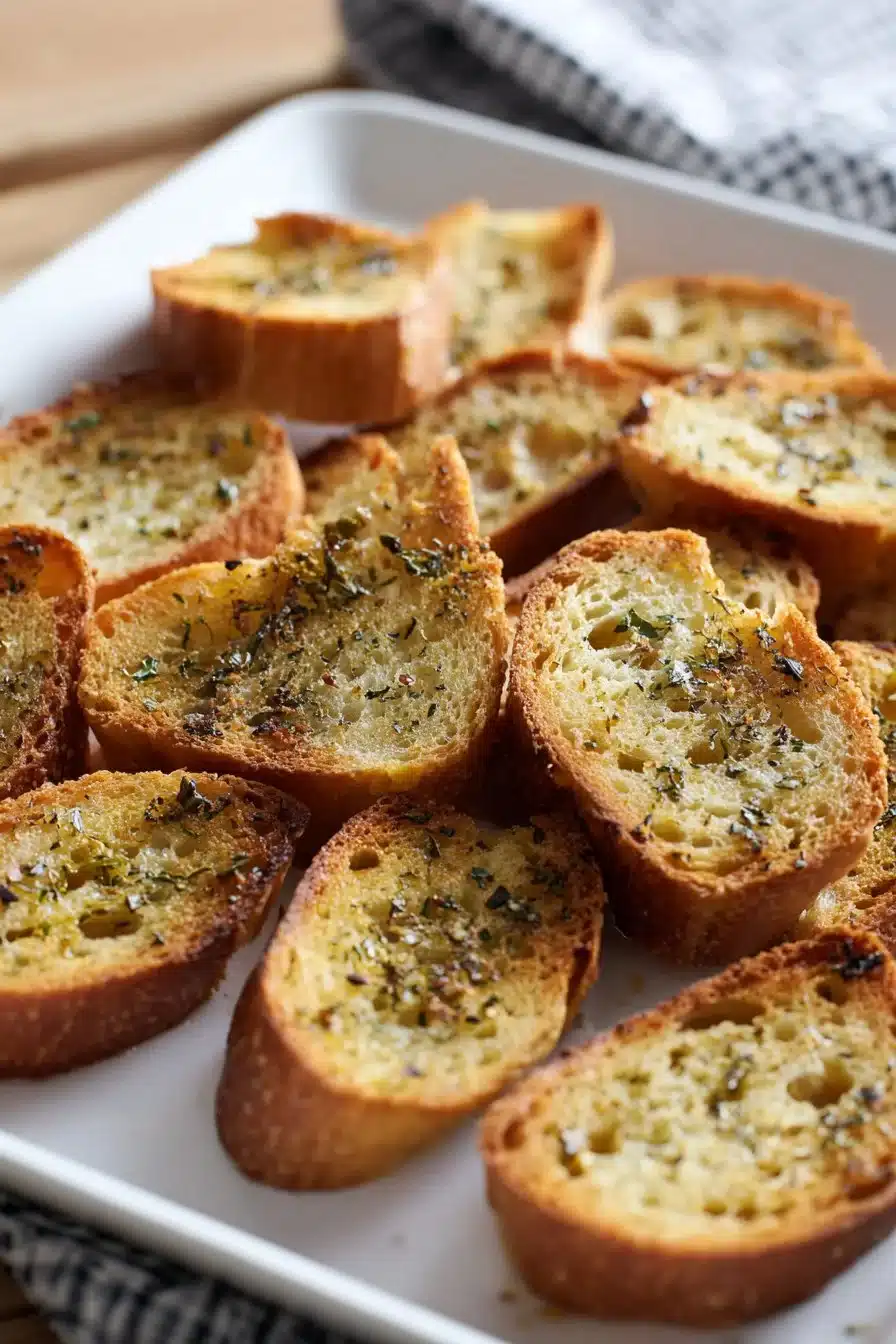 Pain à l'ail sans beurre, croustillant et savoureux, parfait pour vos repas.