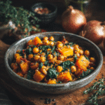 Poêlée butternut, pois chiches et épinards vegan — recette d’automne saine et réconfortante