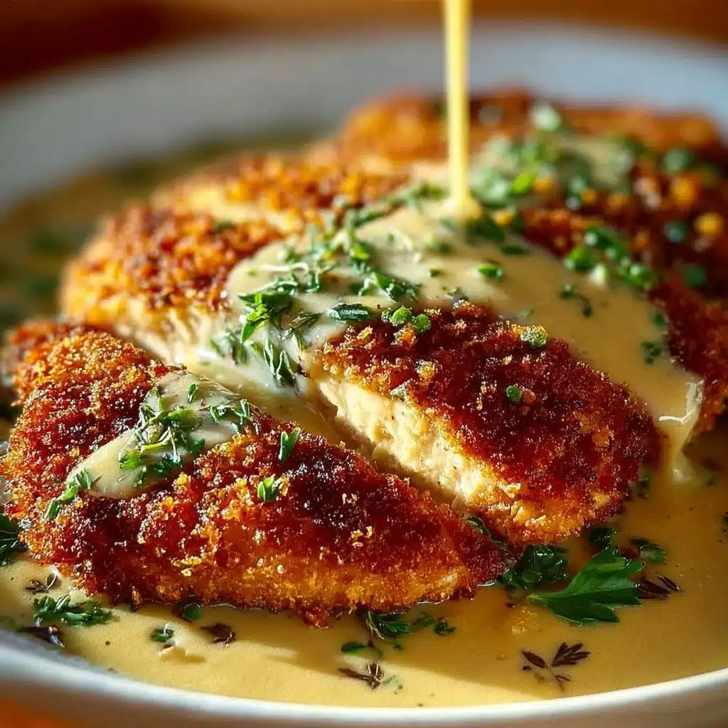 Poulet Parmesan crémeux cuit avec une sauce savoureuse et du fromage fondu