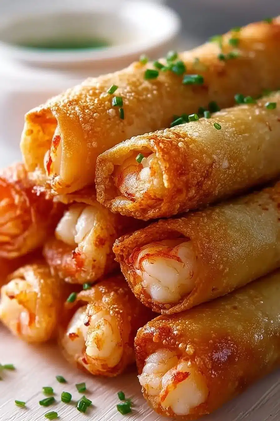 Cigares croustillants aux crevettes et à l'ail, prêts à être savourés