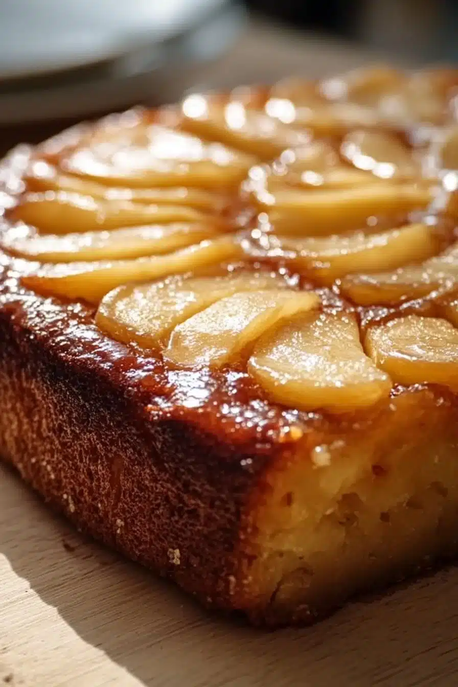Gâteau aux Pommes à Tomber par Terre présenté sur une assiette avec décorations.