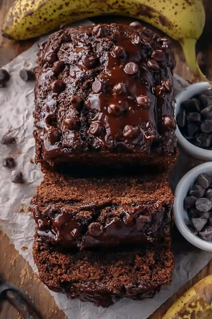 Pain à la banane et au chocolat sain, idéal pour un goûter équilibré.