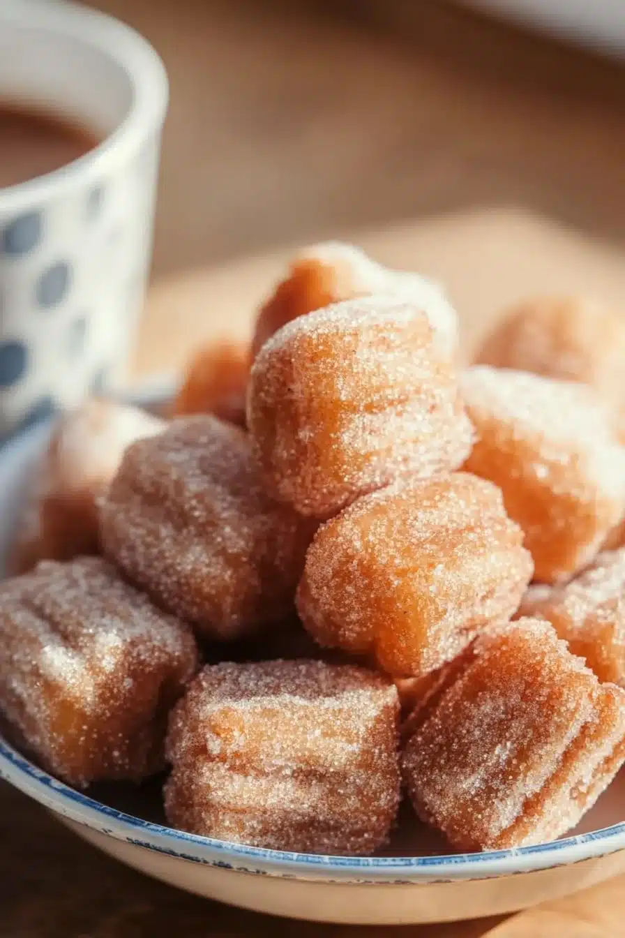 Bouchées de churros saines cuites à l'air fryer, délicieuses et légères.