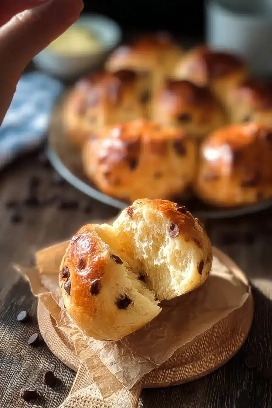Brioche au chocolat maison fraîchement préparée avec du chocolat fondant