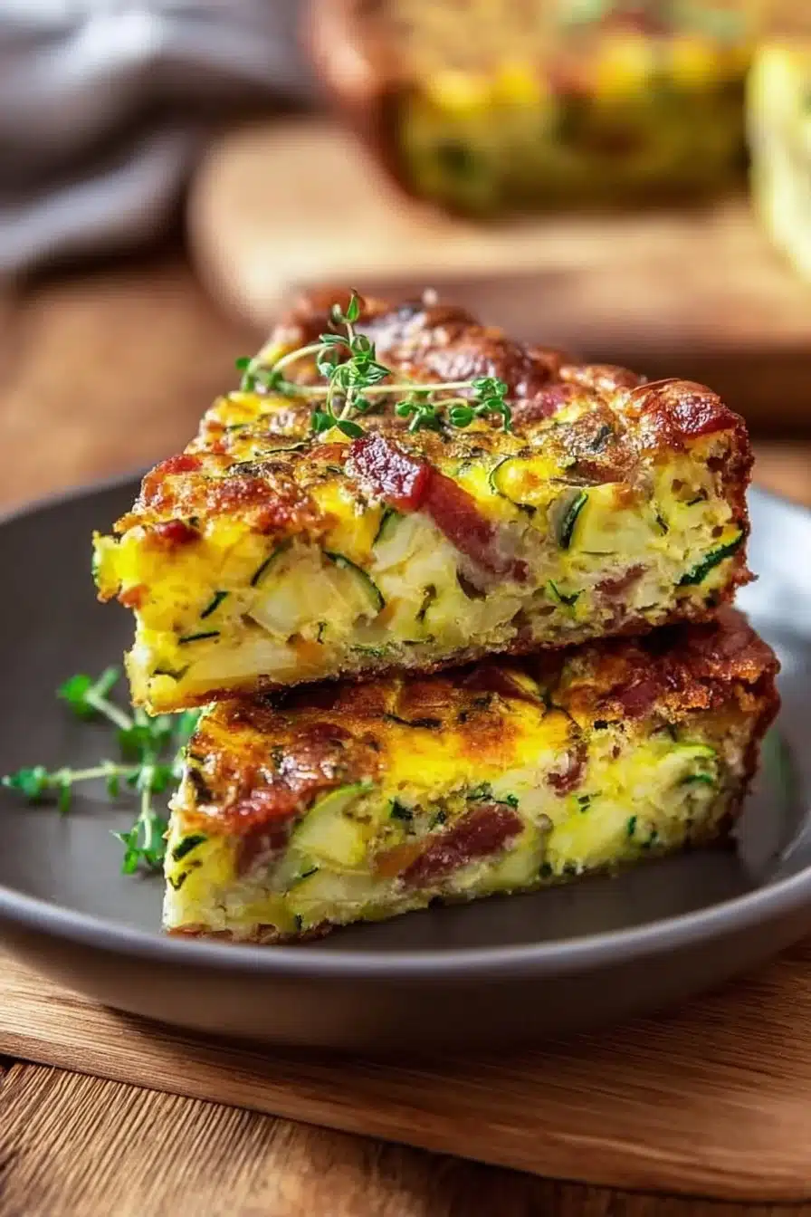 Brownie Salé aux Courgettes et Lardons avec du Cheddar fondu