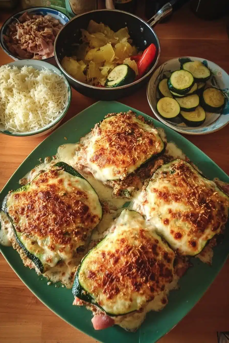 Cordon-bleu de courgette croustillant et savoureux, un plat délicieux.