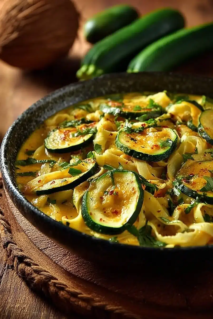 Plat de courgettes au lait de coco et épices de curry