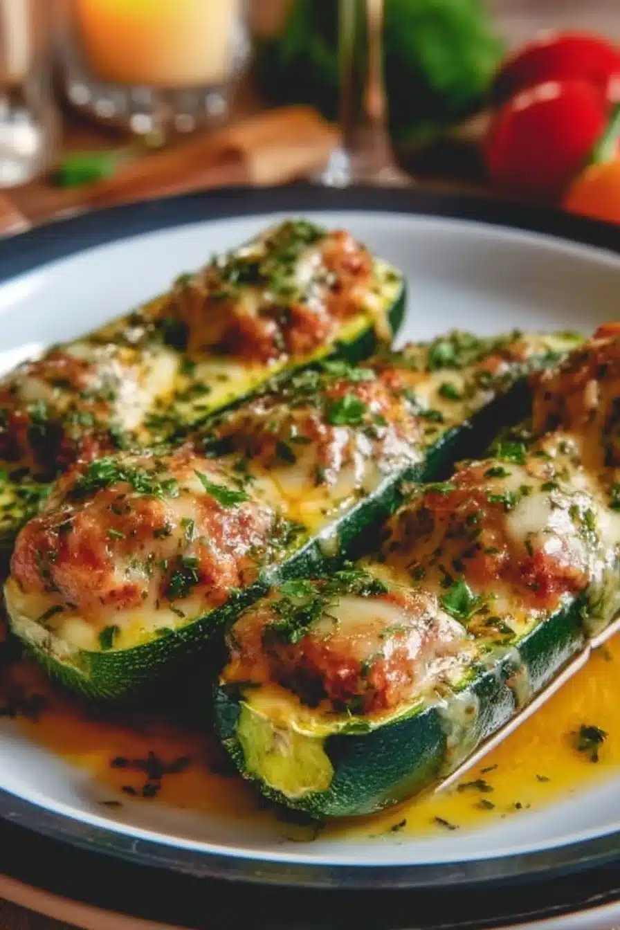 Courgettes farcies légères avec des ingrédients frais et savoureux
