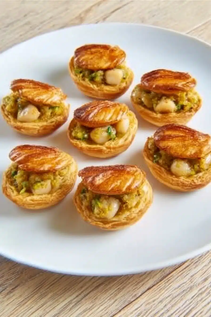 Feuilletés de noix de Saint-Jacques et poireaux dorés, plats savoureux et raffinés