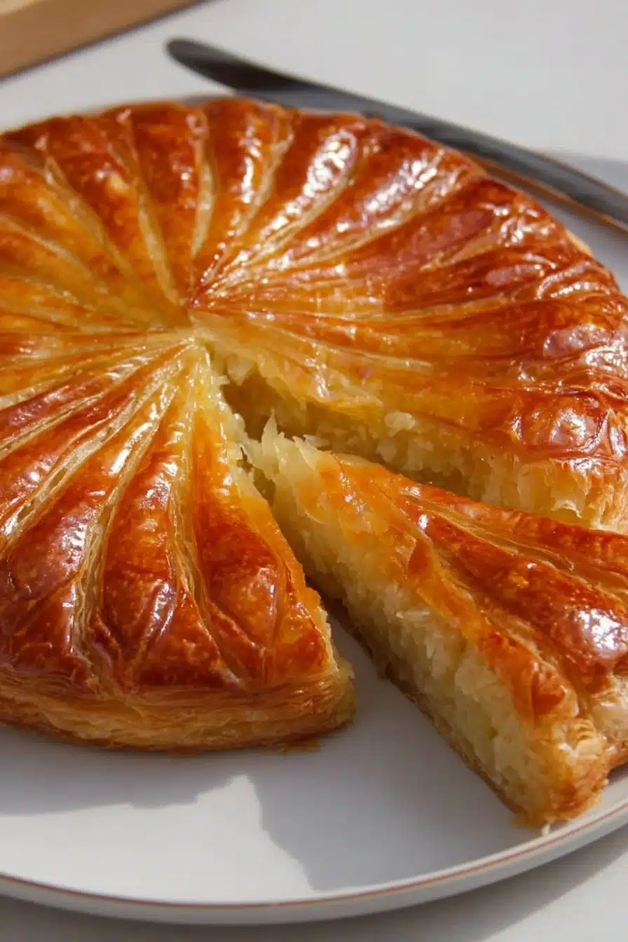 Galette des rois à la frangipane, traditionnelle et savoureuse, prête à être dégustée