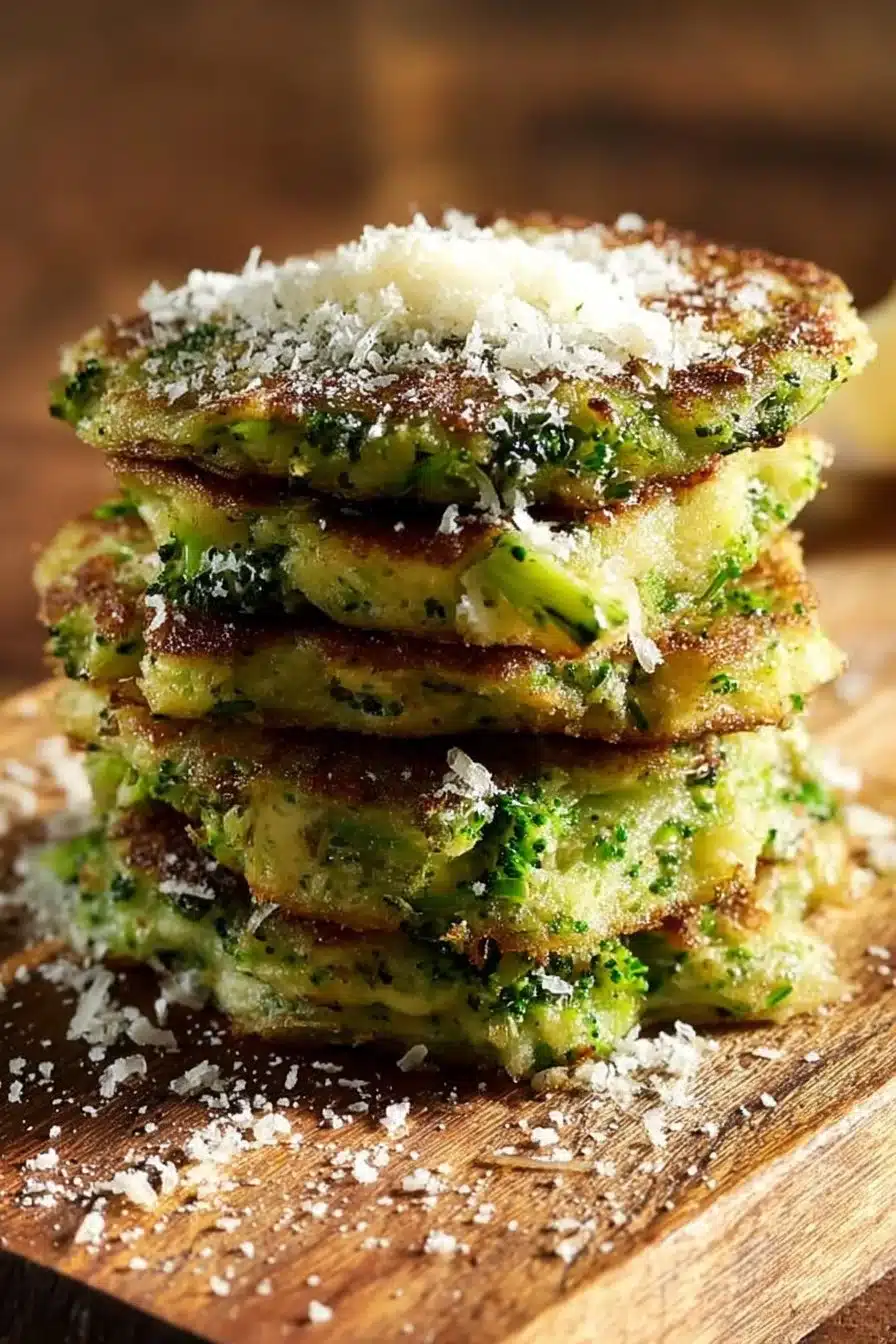 Galettes de brocoli croustillantes et savoureuses prêtes à être dégustées.