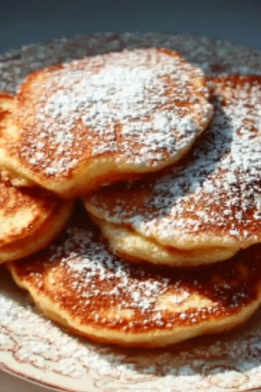 Pancakes au yaourt dorés sur une assiette avec des fruits frais