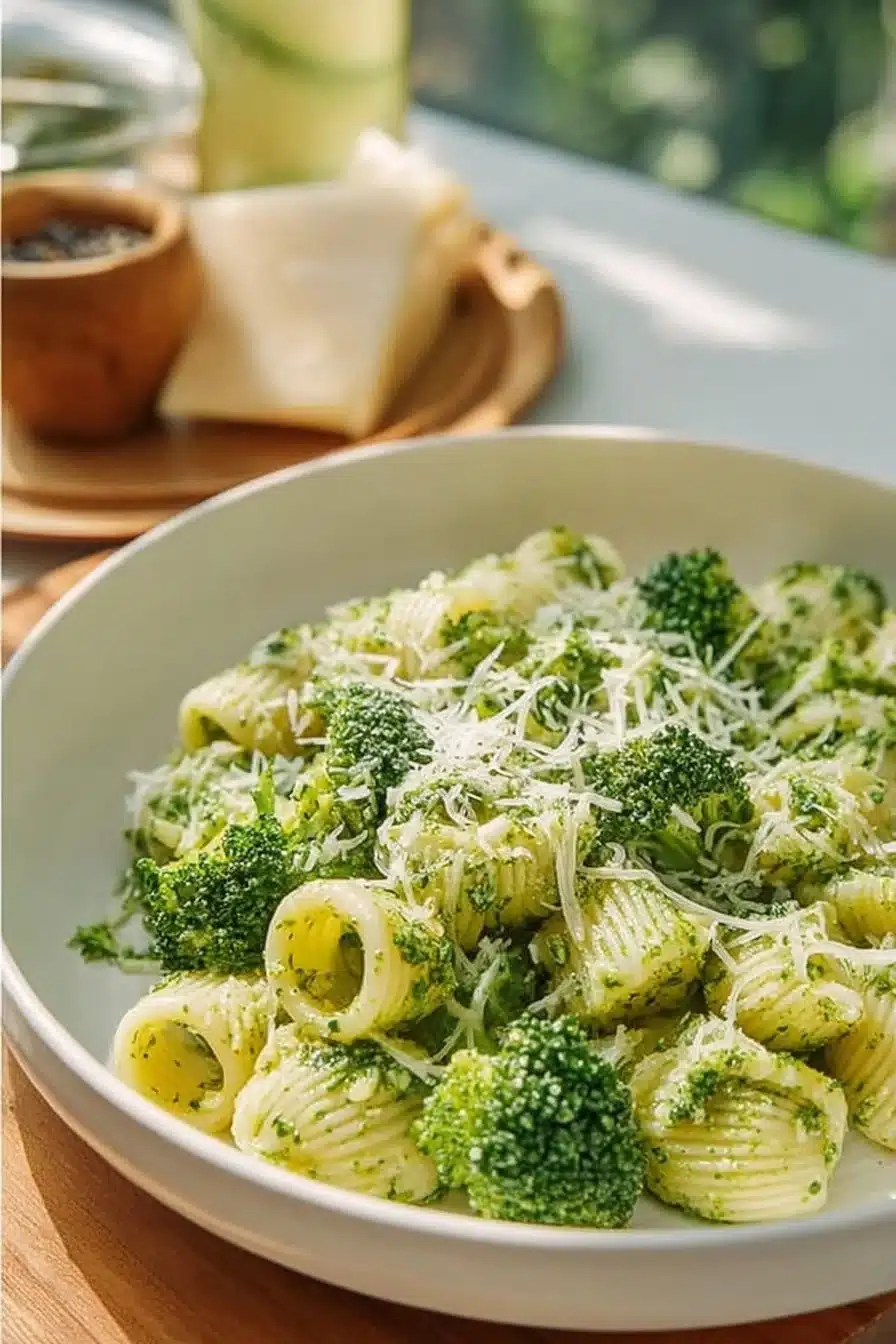Pâtes au brocoli avec sauce crémeuse et légumes frais