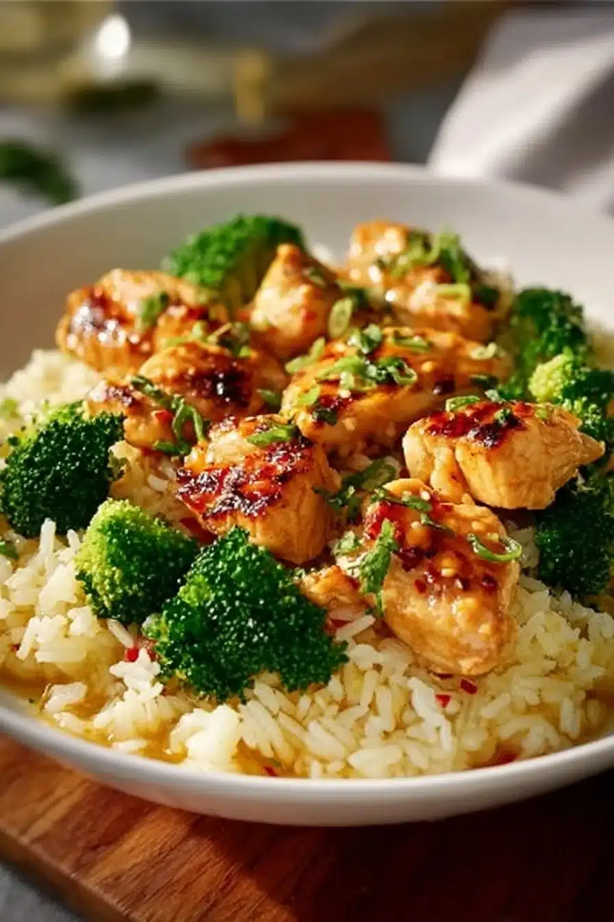 Recette de poulet brocoli riz nutritif, plat sain et équilibré.