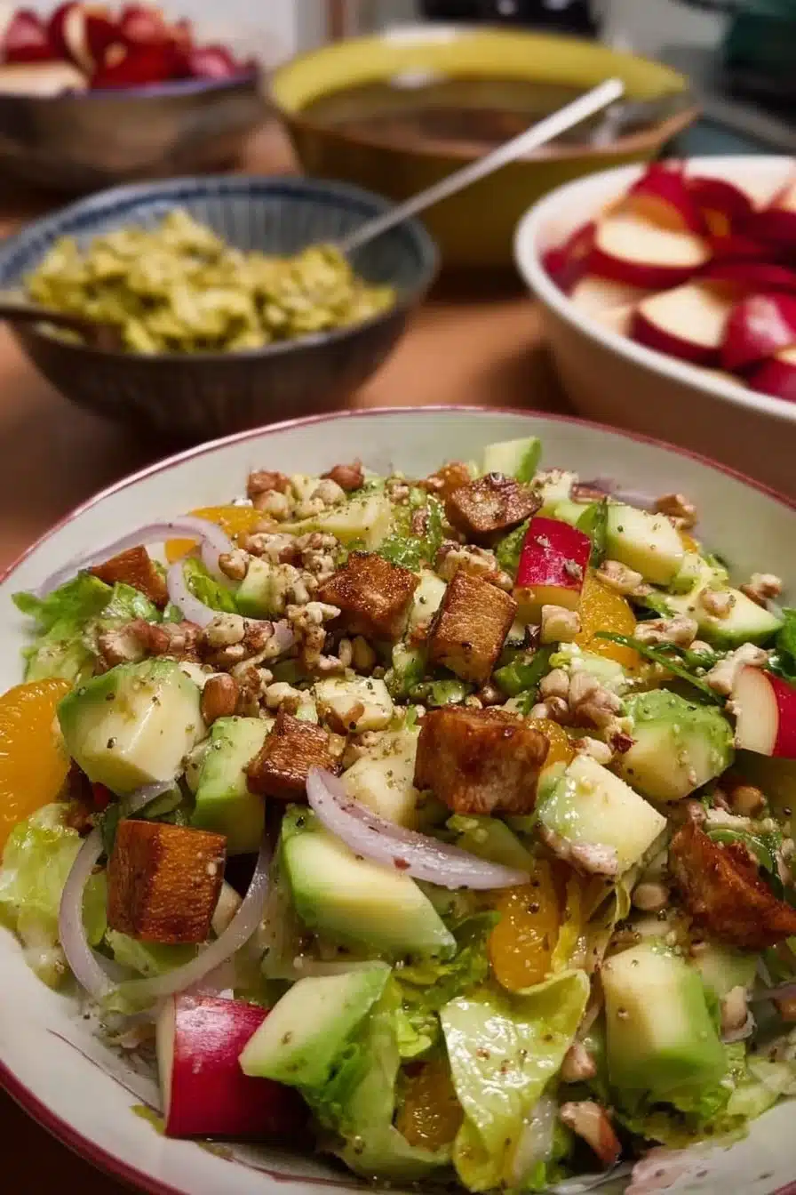 Recette de salade hivernale avec légumes frais et vinaigrette