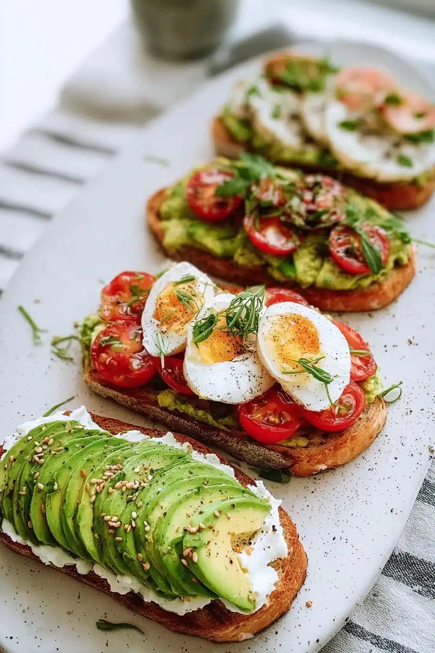 Toast avocat avec garnitures variées et appétissantes