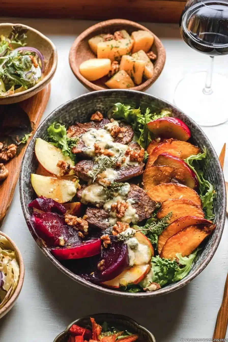 Assiette gourmande aux saveurs de saison avec des ingrédients frais