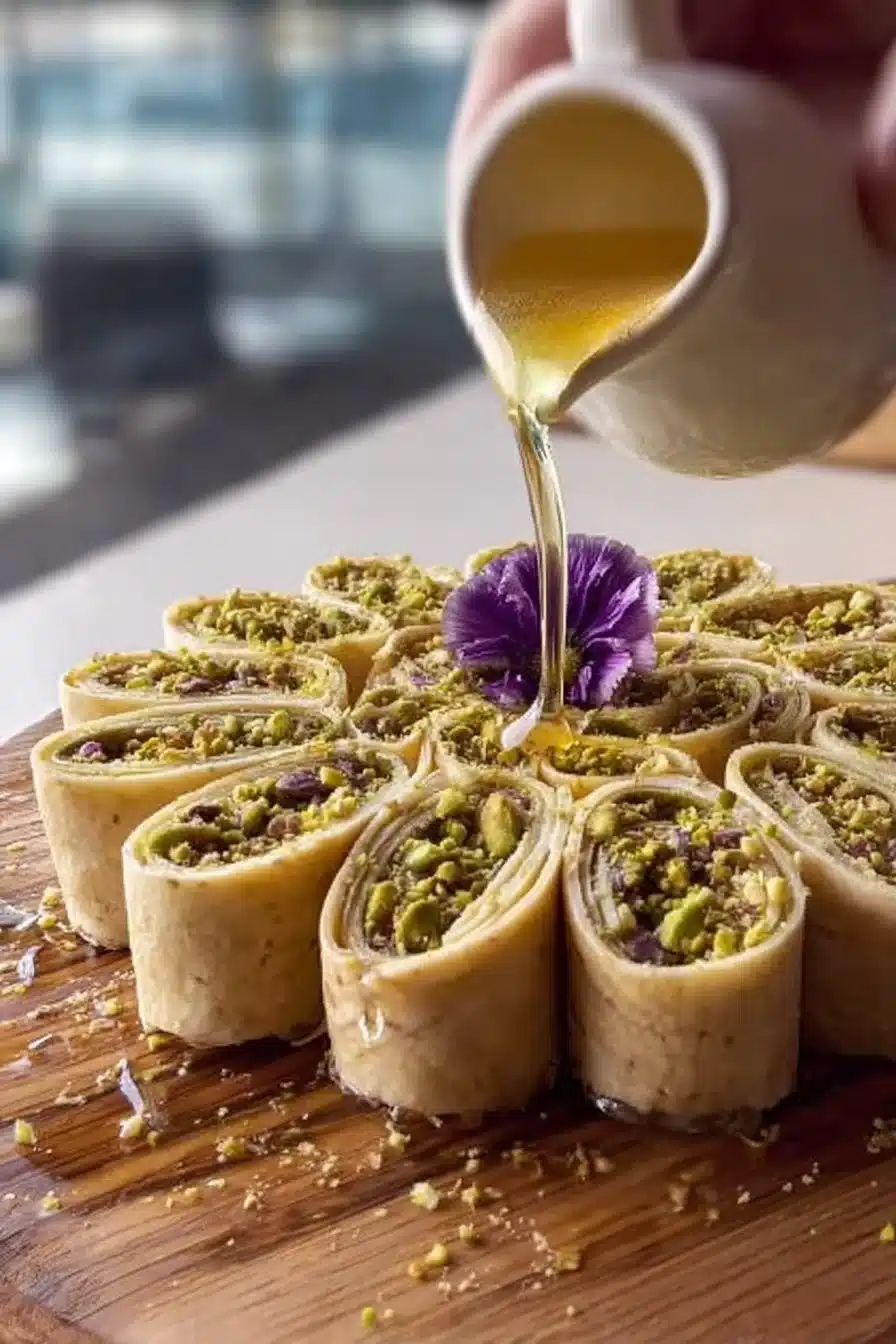 Atayef, crêpes libanaises traditionnelles garnies de noix et de crème.