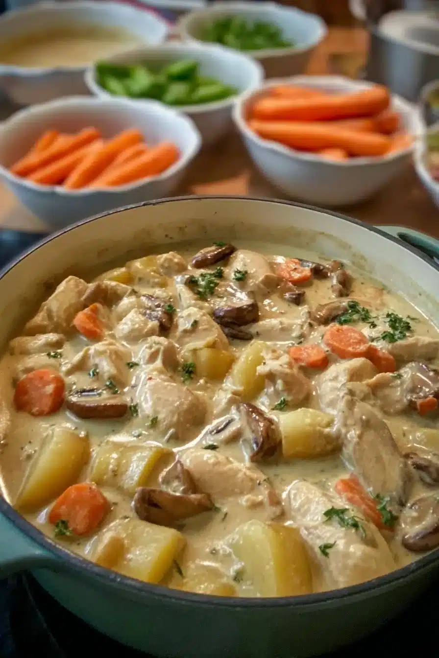 Blanquette de Poulet savoureuse servie dans un plat traditionnel