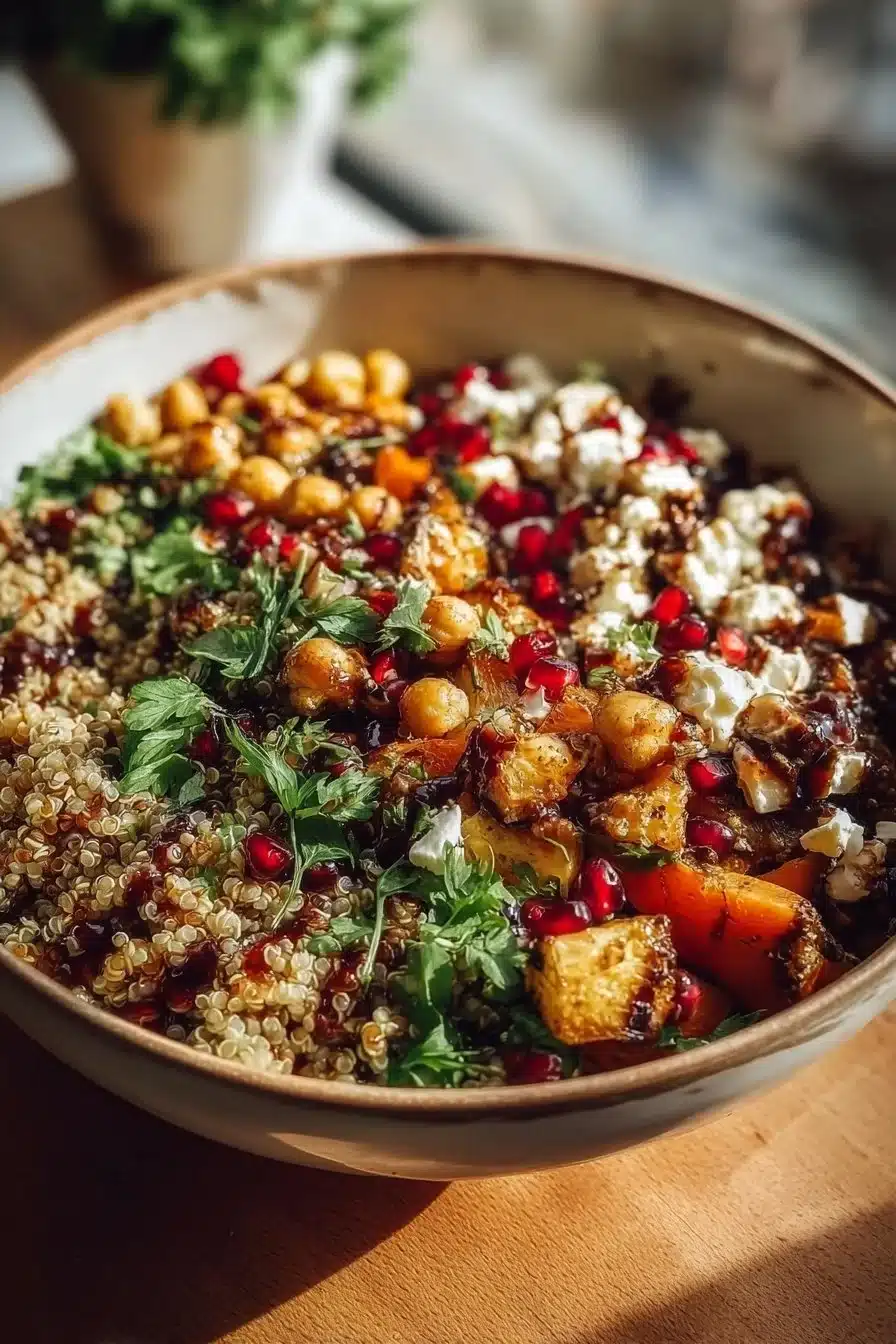 Bol de quinoa méditerranéen d'hiver, plat sain et réconfortant