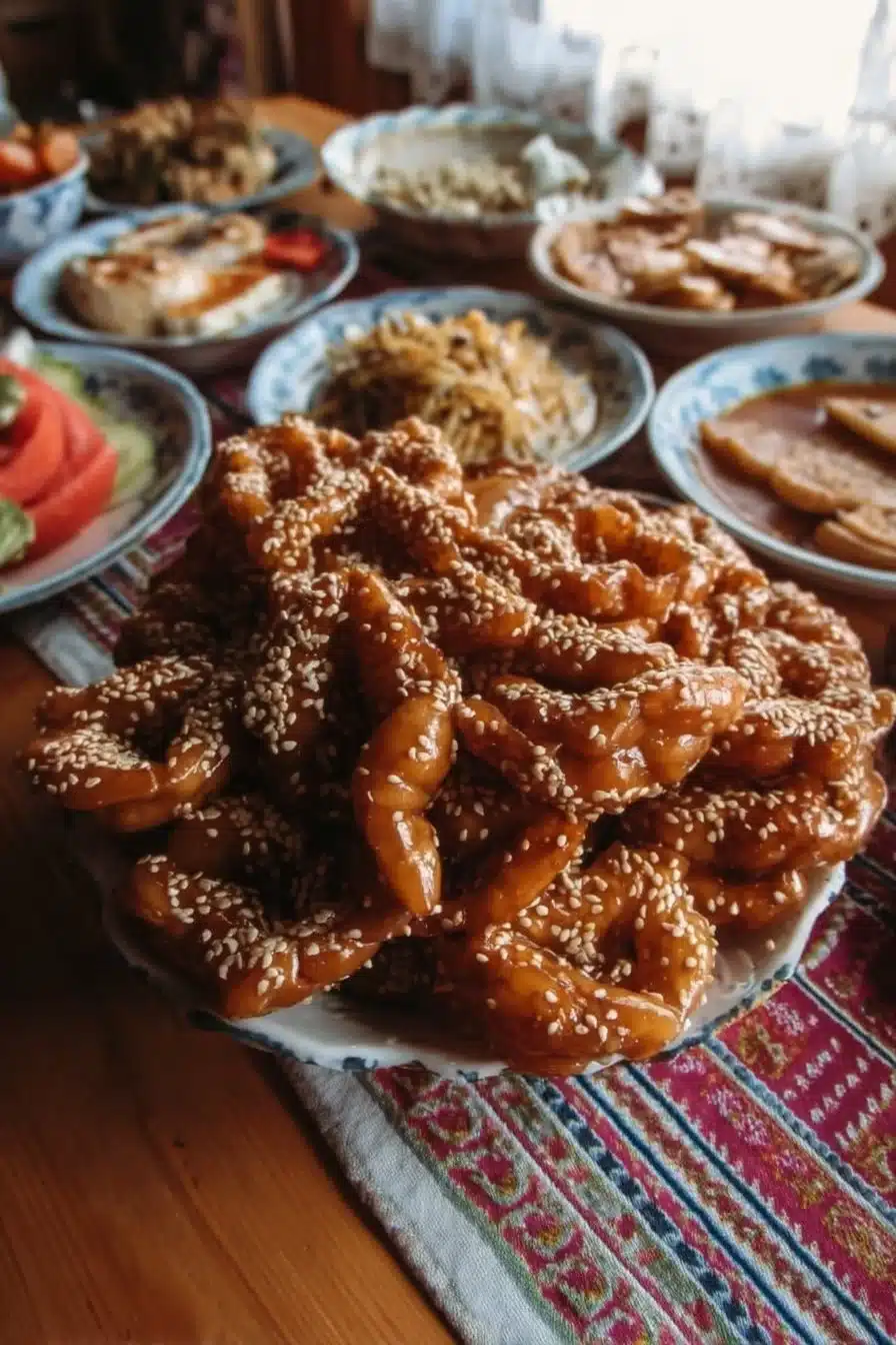 Chebbakia Marocaine sucrée, délicieuse pâtisserie traditionnelle du Ramadan.
