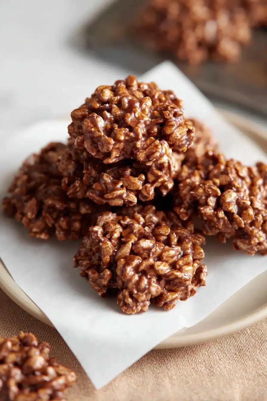 Cookies riz soufflé sans cuisson garnis de chocolat et de fruits secs