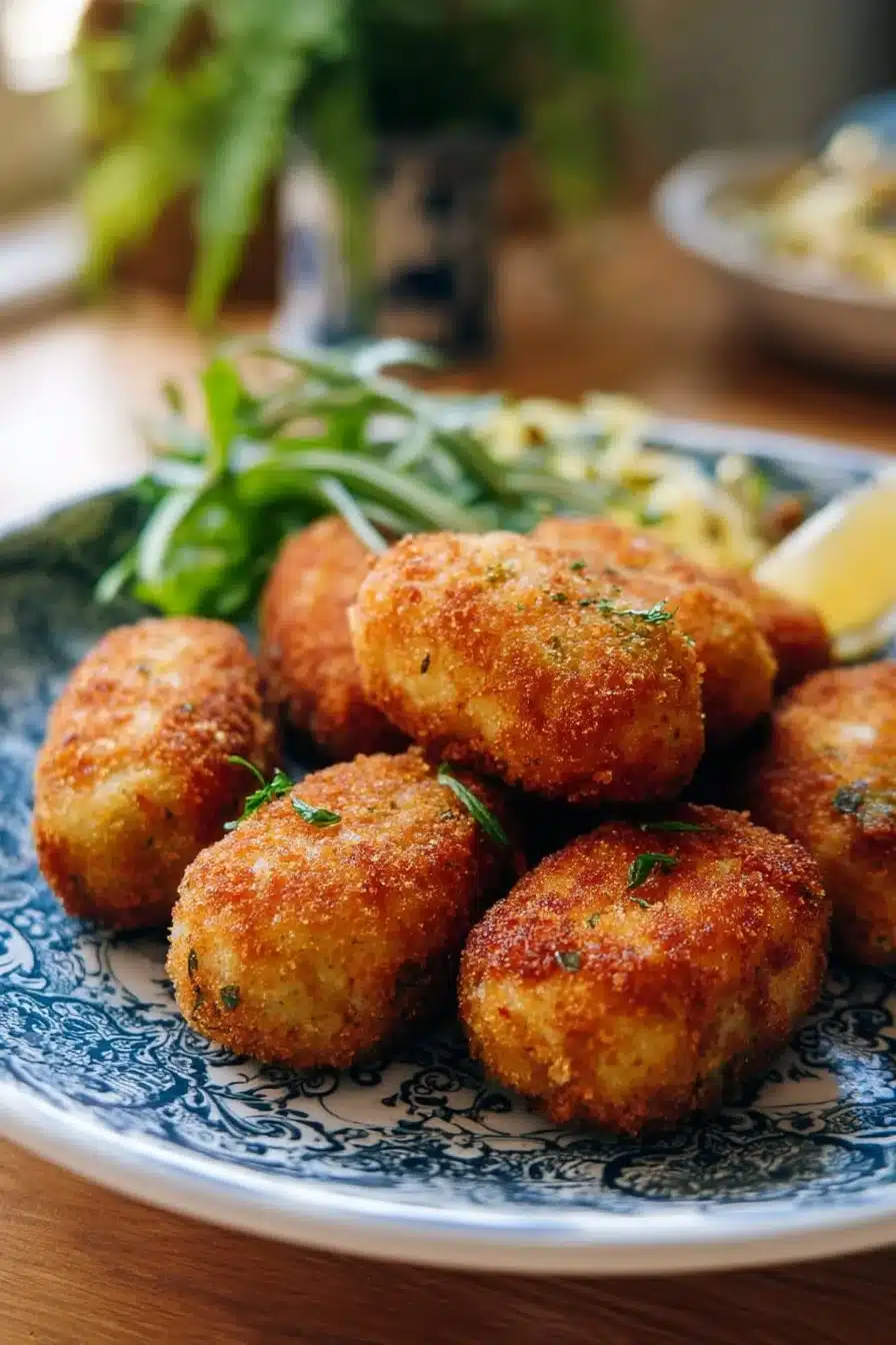 Croquettes maison dorées croustillantes sur une assiette
