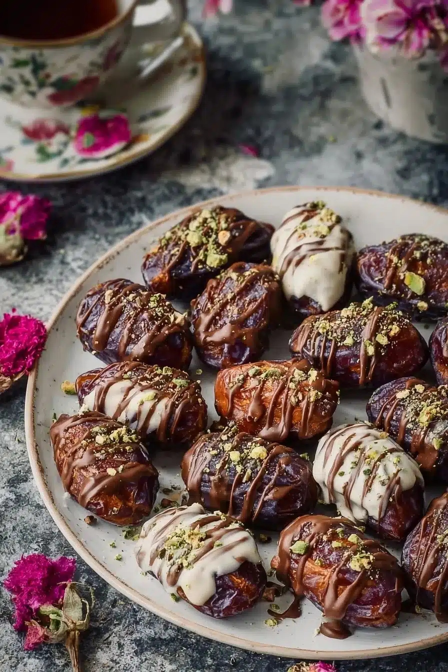 Dattes Medjool enrobées de chocolat noir savoureux et délicieux