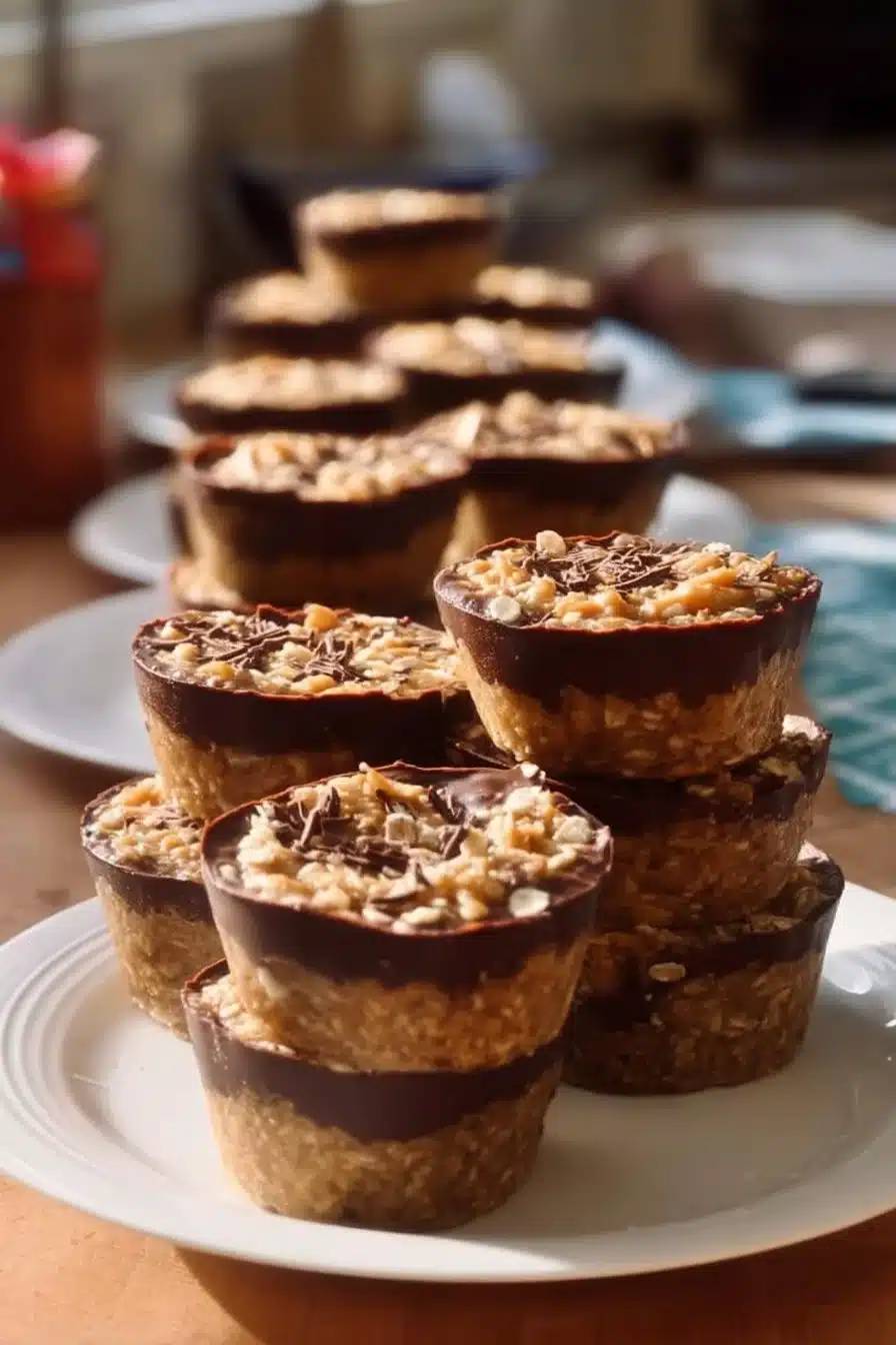 Encas à base d'avoine, beurre de cacahuètes et chocolat délicieux et nutritif