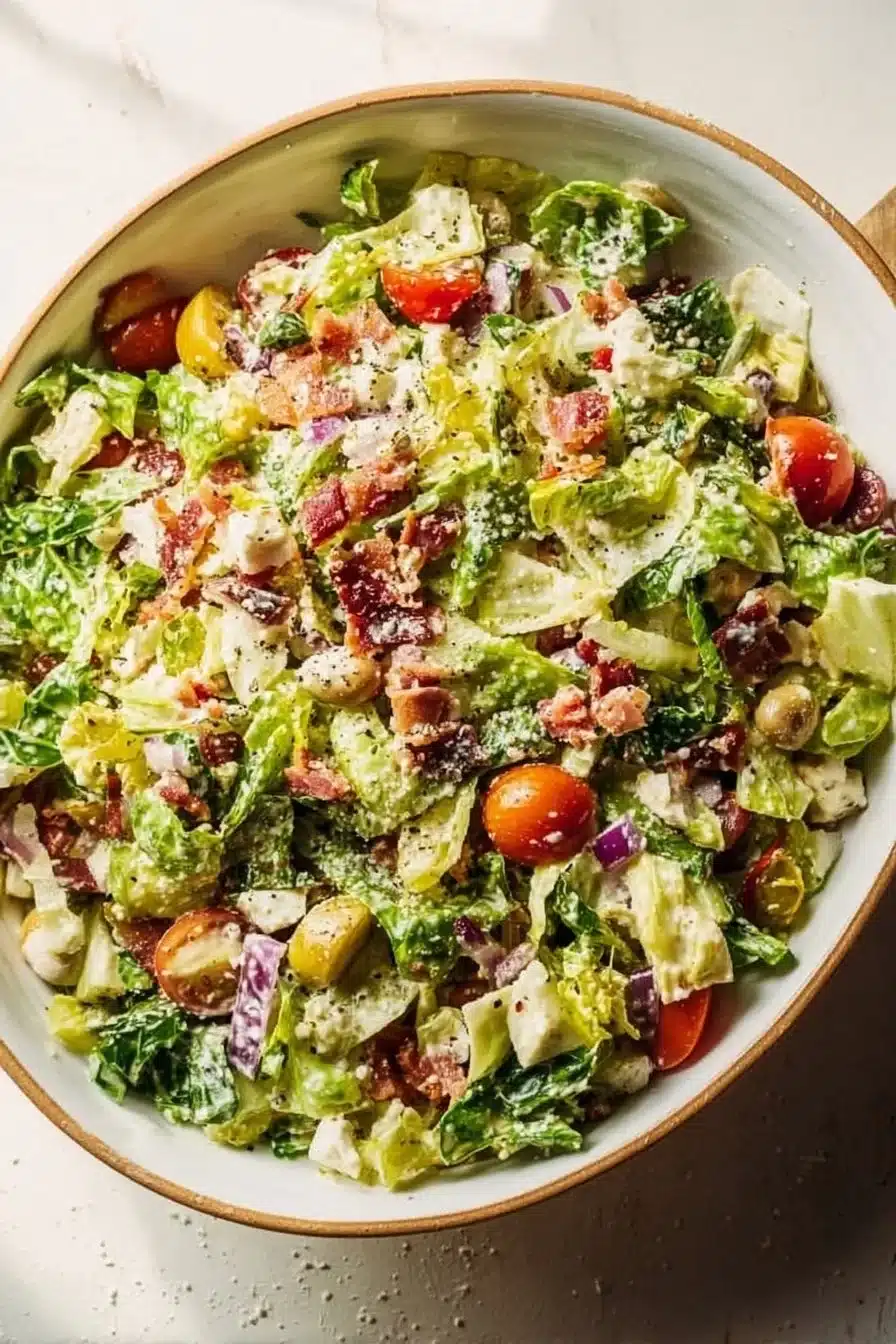 Salade hachée à La Scala, mélange de légumes frais et ingrédients savoureux.