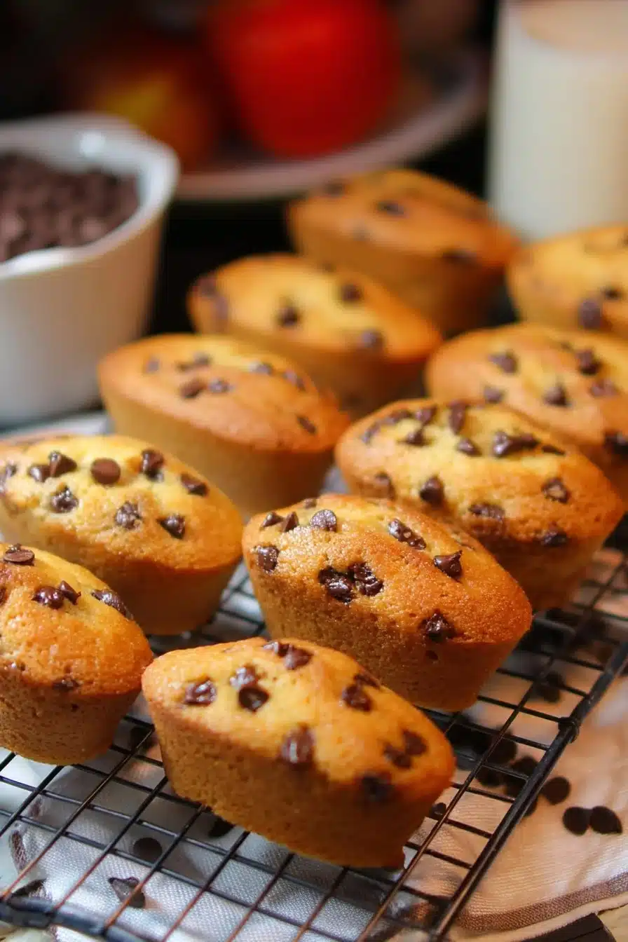 Mini-cakes moelleux aux pépites de chocolat sur une assiette