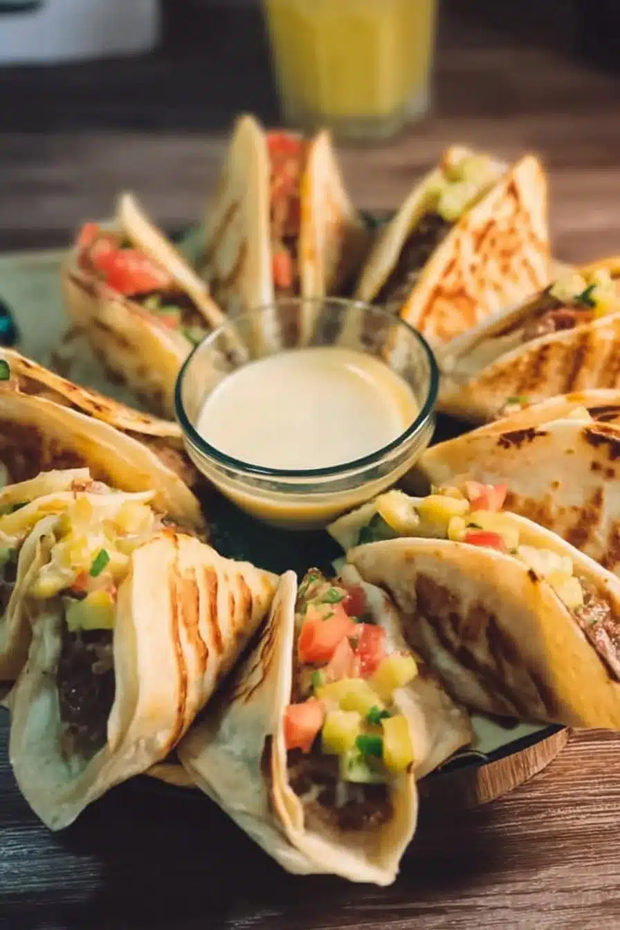 Mini tacos prêts à être dégustés, garnis de délicieux ingrédients.