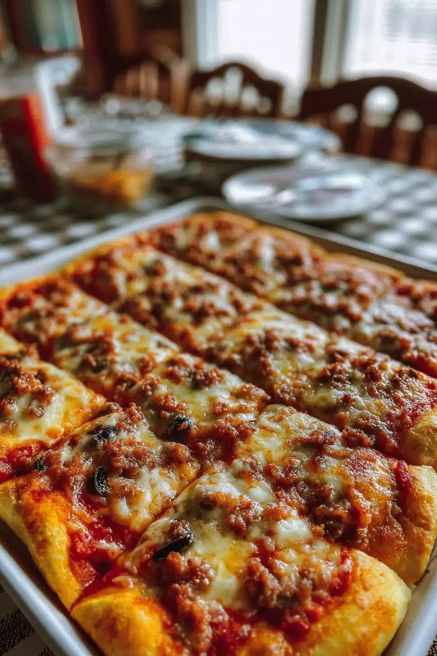 Pizza de cafétéria fait maison avec des ingrédients frais et savoureux