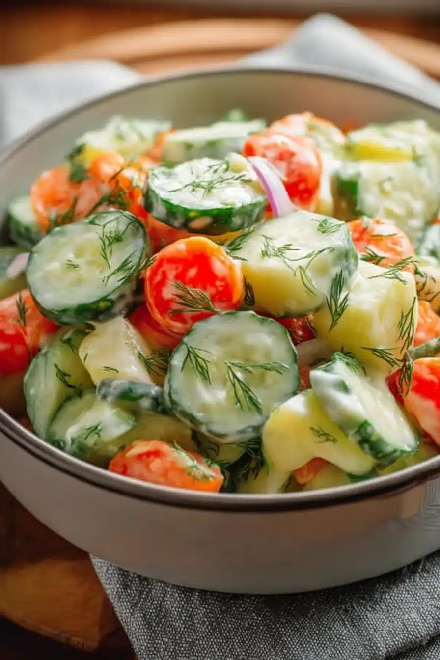 Recette de salade de concombres fraîche et délicieuse pour l'été.