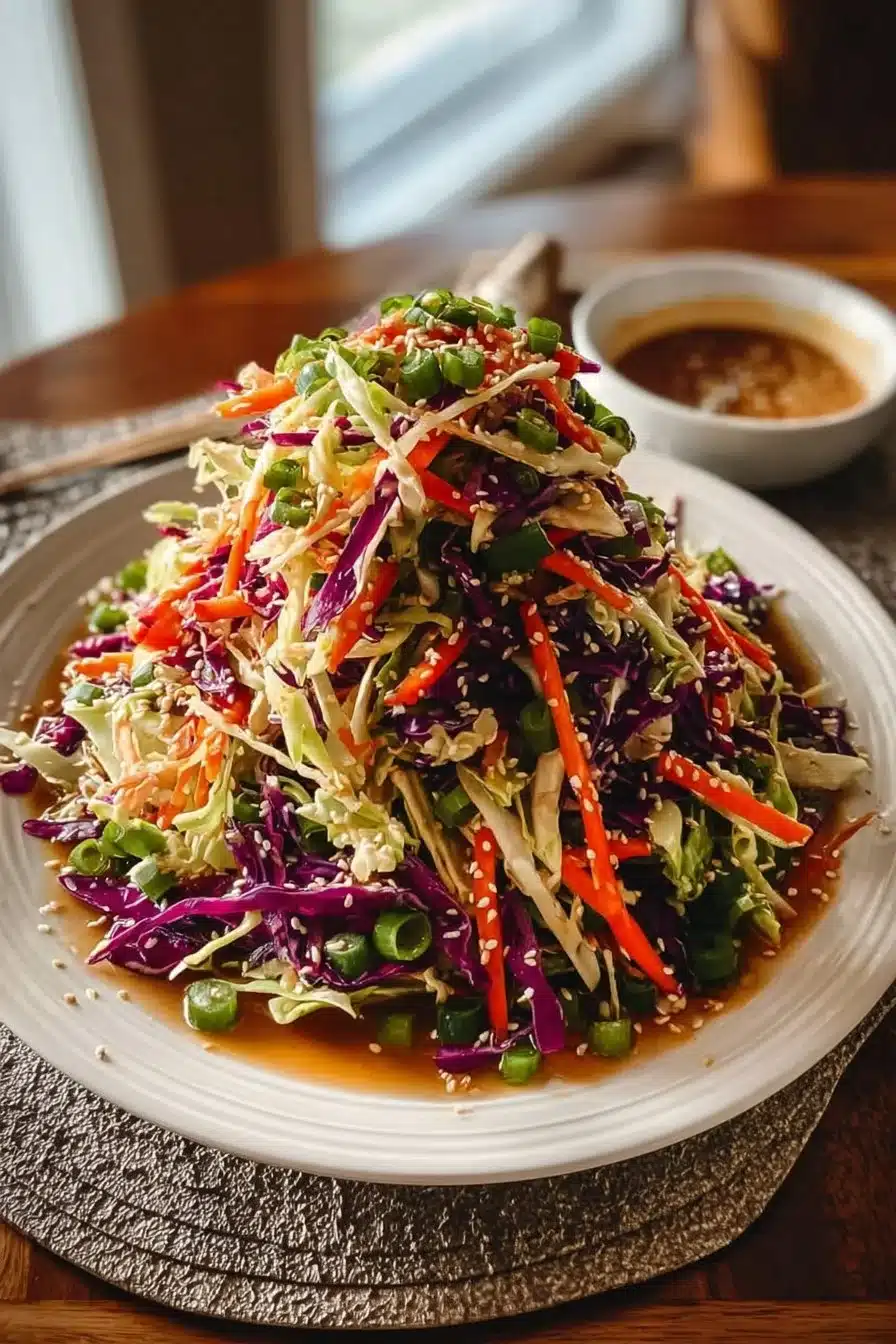 Salade croquante de chou asiatique avec légumes frais et vinaigrette