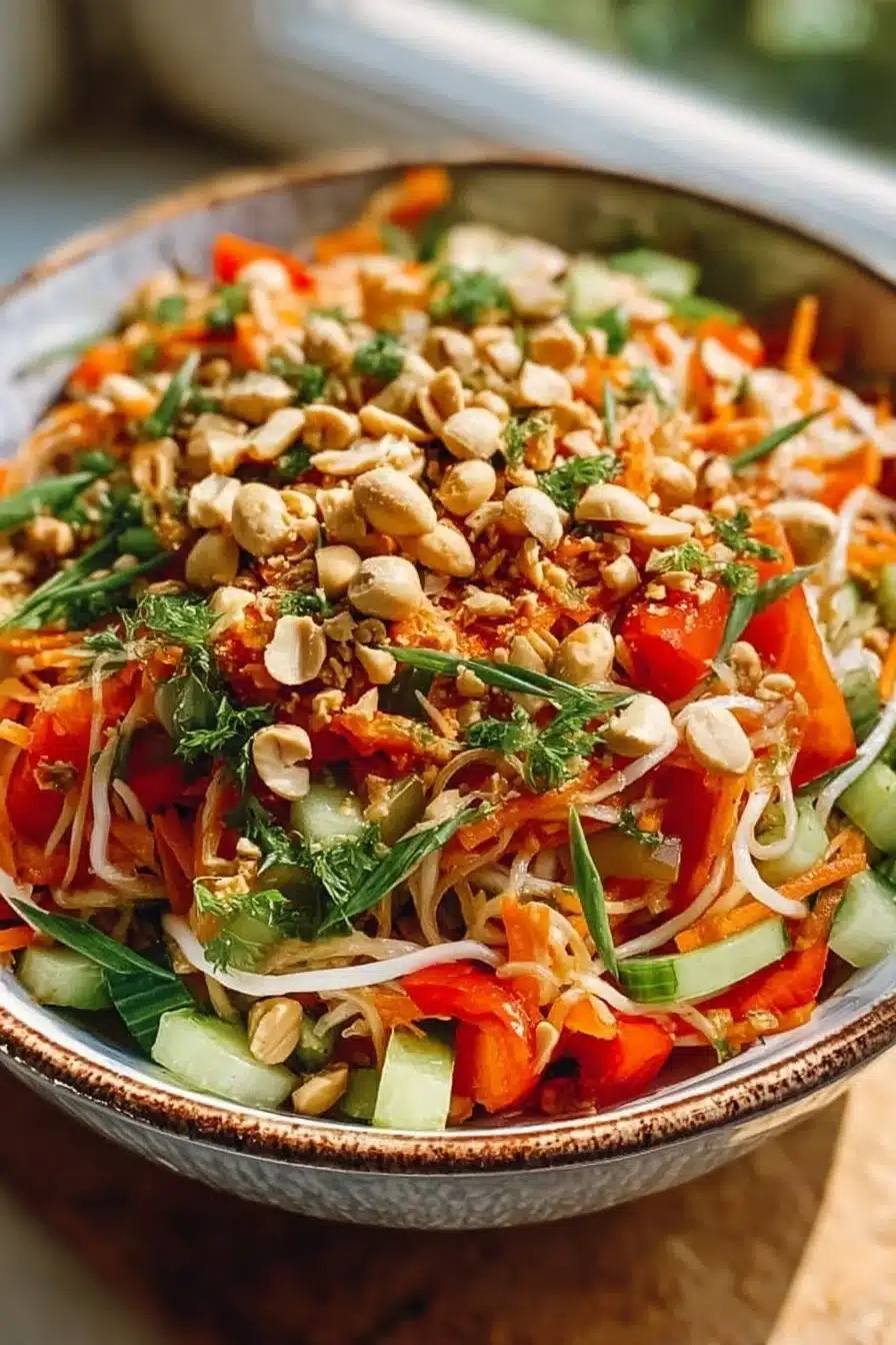 Salade Thaï Cacahuète avec légumes frais et cacahuètes croustillantes