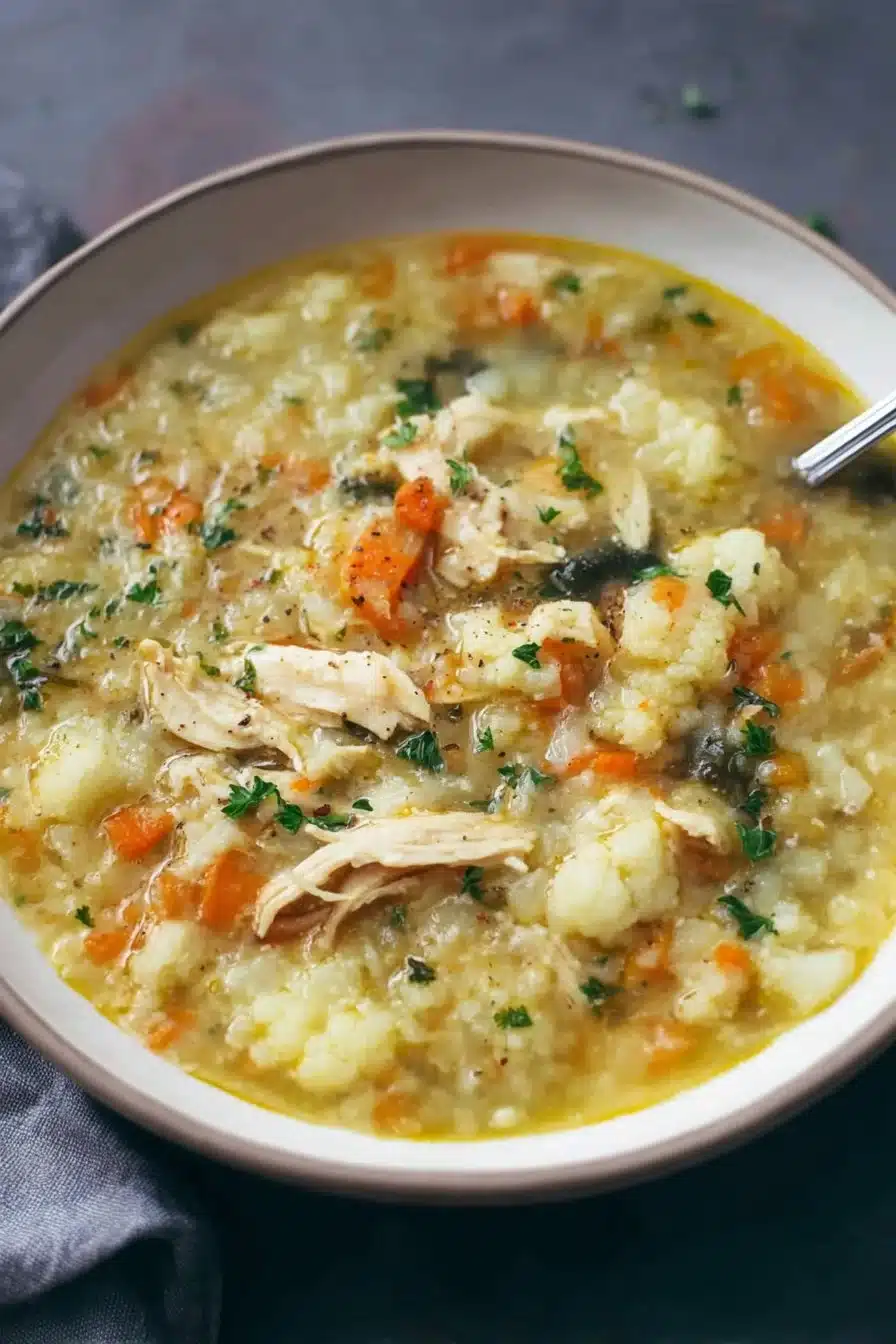 Soupe Poulet et Chou-Fleur anti-inflammatoire dans un bol