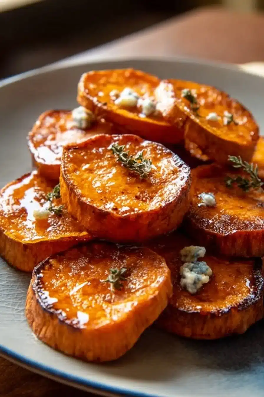 Disques de patates douces au miel prêtes à déguster