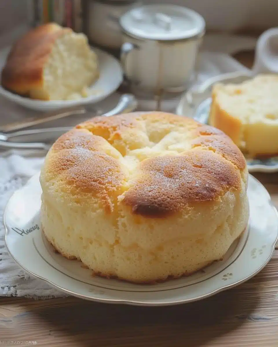 Gâteau nuage japonais léger et moelleux sur une assiette.