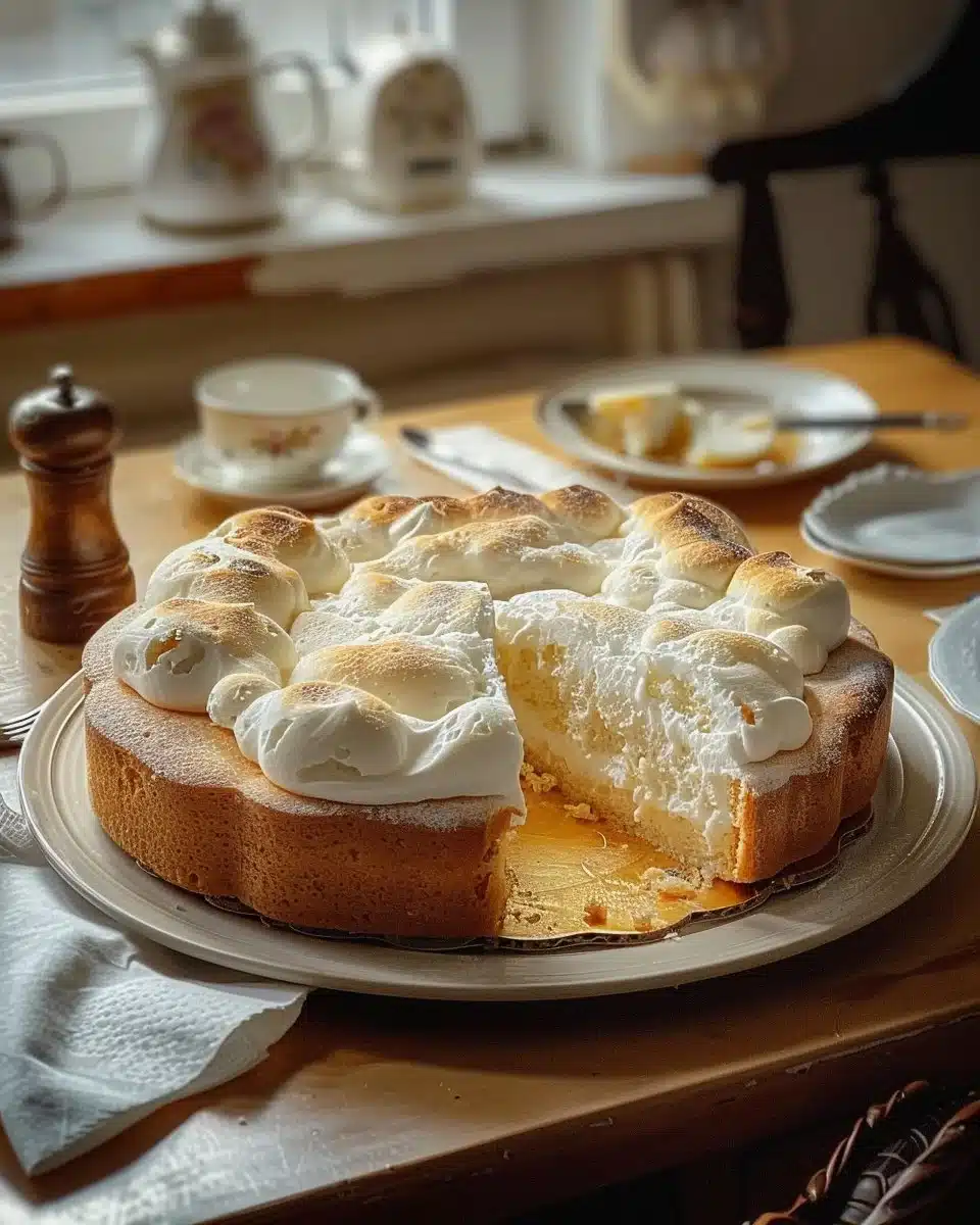Gâteau nuage japonais crémeux, dessert léger et aérien.