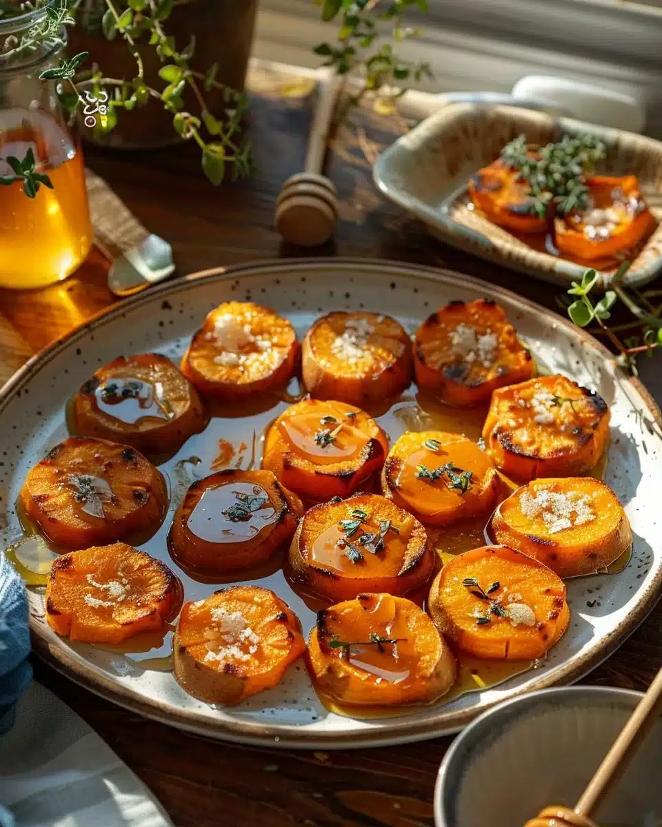 Rondelles de patate douce au miel, plat sucré-salé