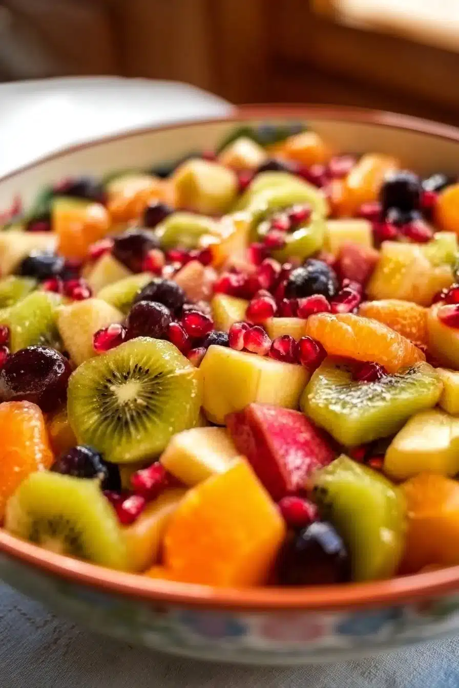 Salade de fruits d'hiver colorée avec agrumes et fruits de saison