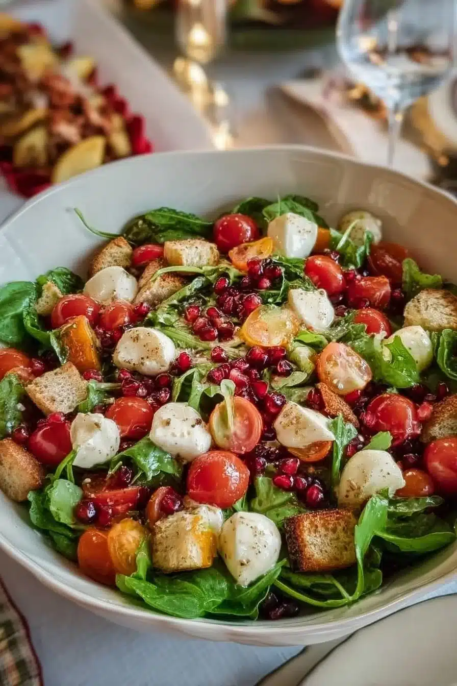 Salade de Noël festive avec ingrédients colorés et appétissants