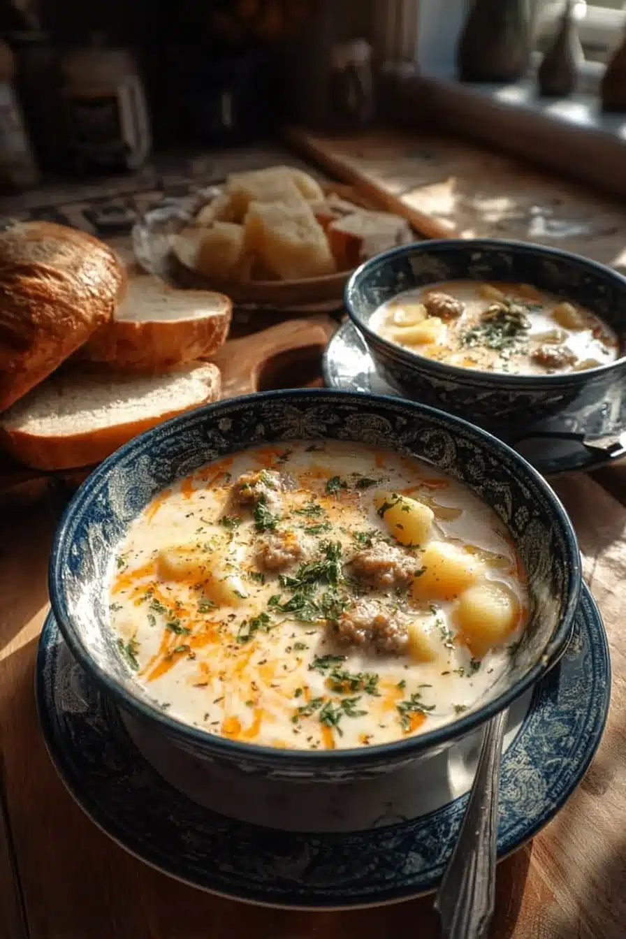 Soupe crémeuse italo-américaine servie dans un bol